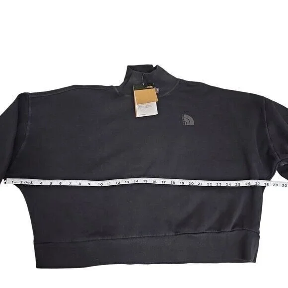 The North Face Black Mock Neck Cropped Sweatshirt Minimalist Athleisure Women XL - Picture 5 of 7